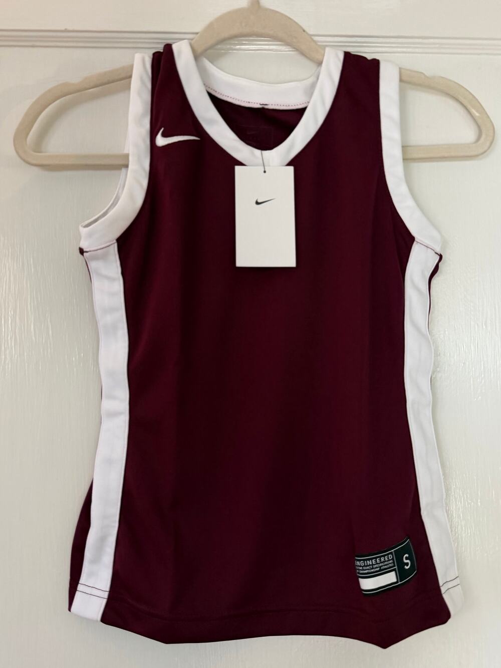Nike Girls Small Basketball Jersey Maroon White Dri-FIT NWT